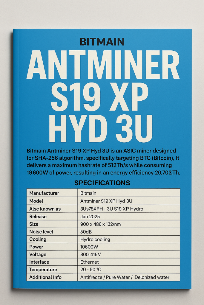 Bitmain Antminer S19 XP Hyd 3U