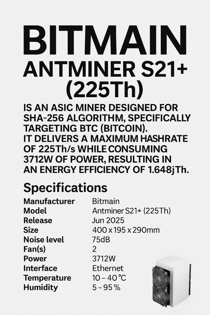 Bitmain Antminer S21+ (225Th)