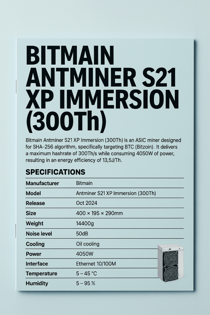 Bitmain Antminer S21 XP Immersion (300Th)