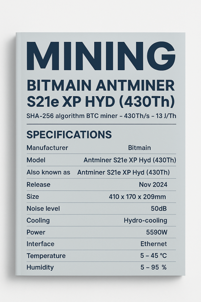 Bitmain Antminer S21e XP Hyd (430Th)
