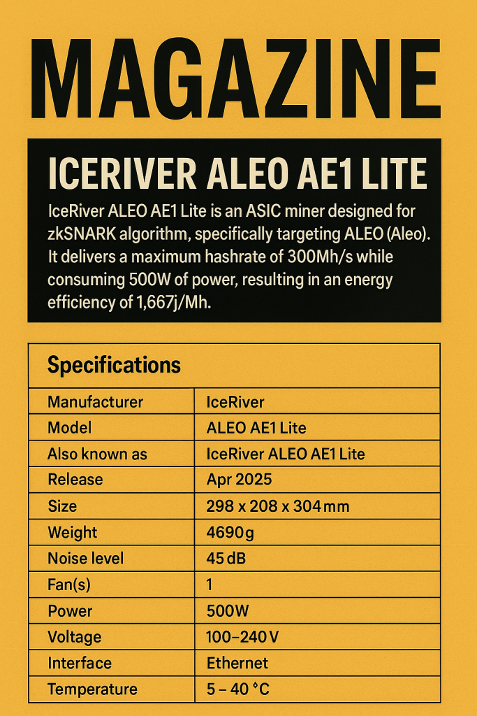 IceRiver ALEO AE1 Lite