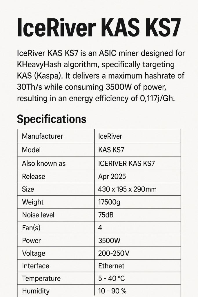 IceRiver KAS KS7 description