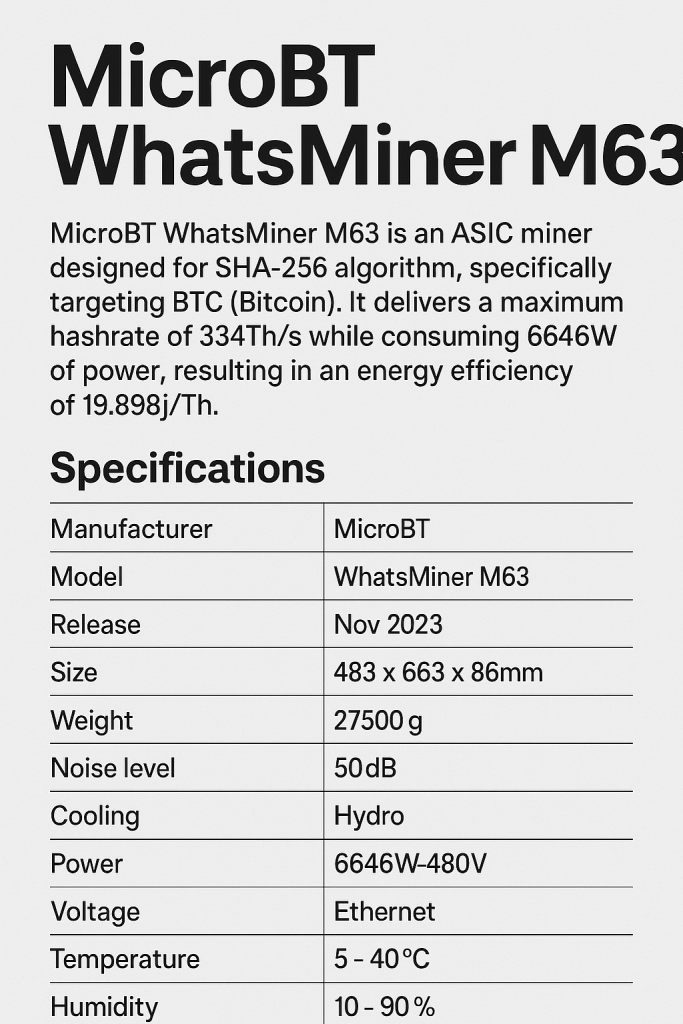 MicroBT WhatsMiner M63

