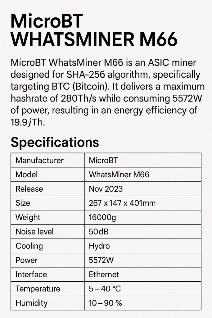 MicroBT WhatsMiner M66
